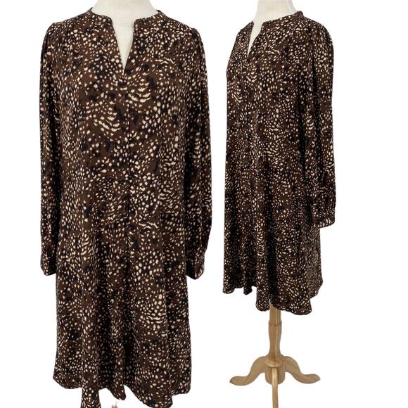 Banana Republic Button Front Shift Dress Abstract Animal Print NEW Womens Large - Picture 1 of 9